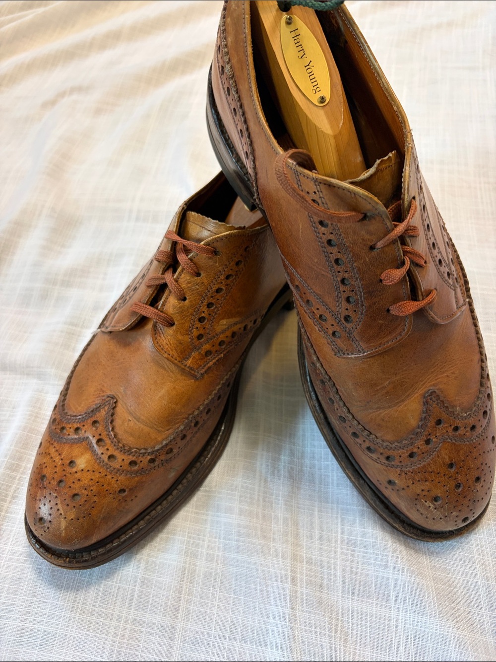 Made in England Mens Brown Leather Wingtip Brogues